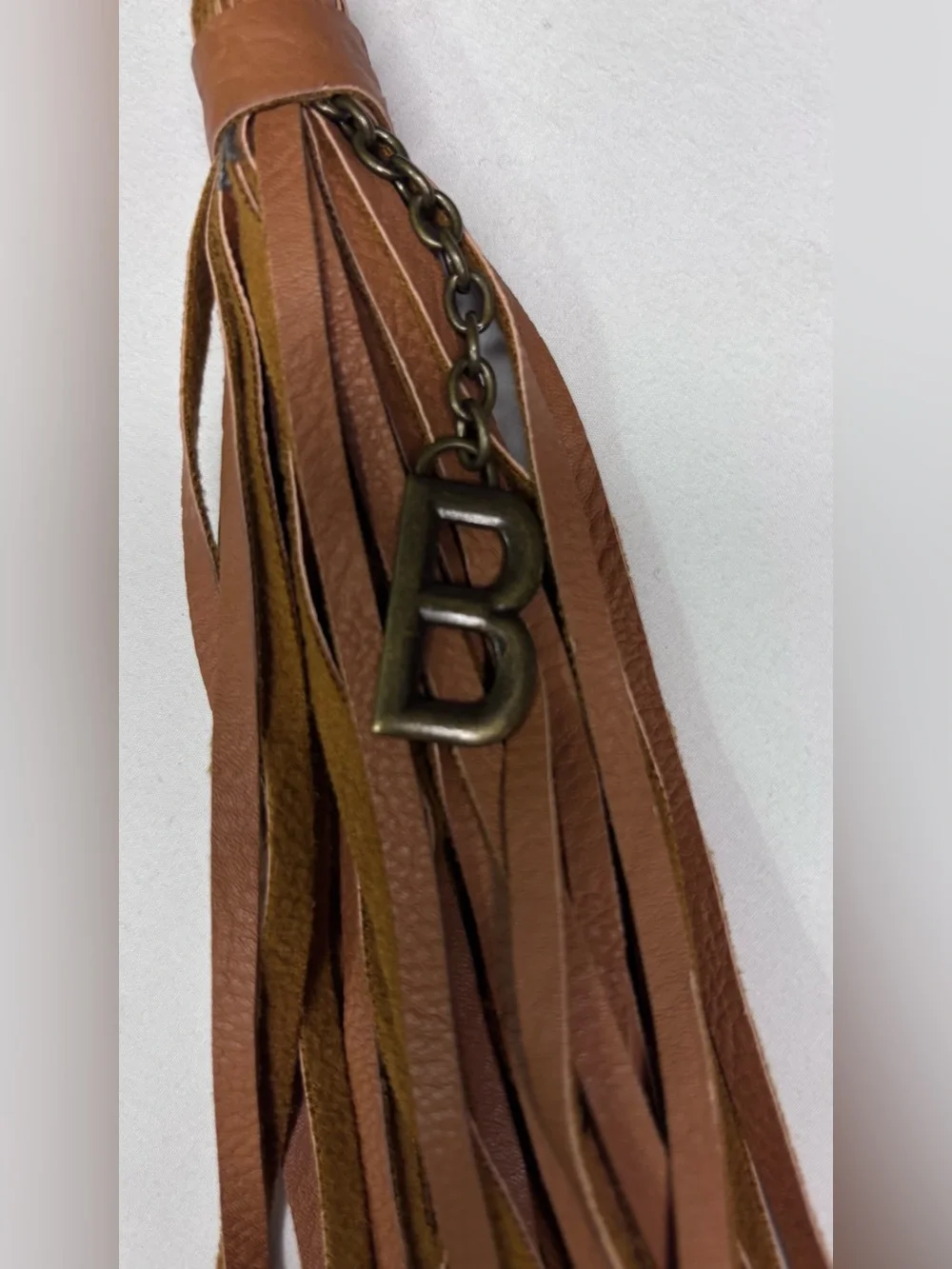Faux Leather Tassel Bag Charm - Brown”B”